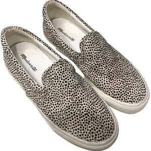 Madewell Womens Calf Hair Sneakers Size 7 Brown Spotted Slip On Shoes